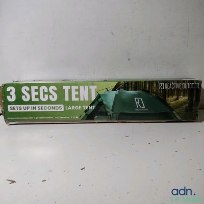 a box of 3 secs tent sitting on a table