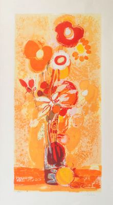 une image d'une peinture de fleurs dans un vase