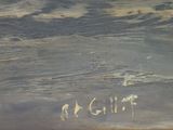a picture of a painting of a man on a surfboard