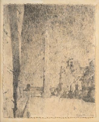 une photo d'un dessin représentant un lampadaire