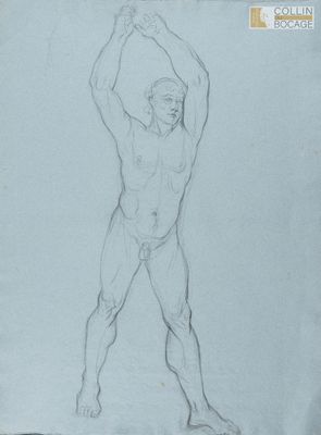 un dessin représentant un homme tenant une balle dans la main