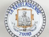 a plate with a picture of a man on it