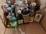 many bottles of alcohol in a box on the floor