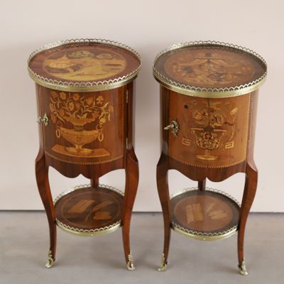 pair of 19th century french marquet tables in the style of louis xv