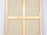 a painting of a wooden frame with four squares of paint on it