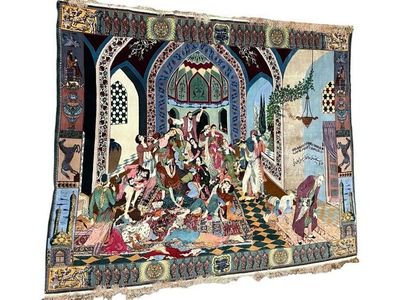 une image représentant une tapisserie sur laquelle figure un groupe de personnes