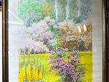 a picture of a painting of a garden in a frame