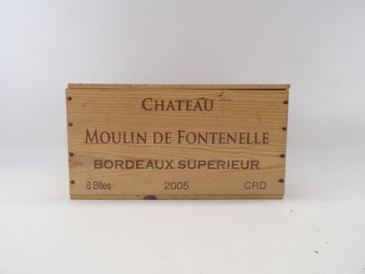 boîte en bois portant une étiquette « Moulinn de Fontnellie »