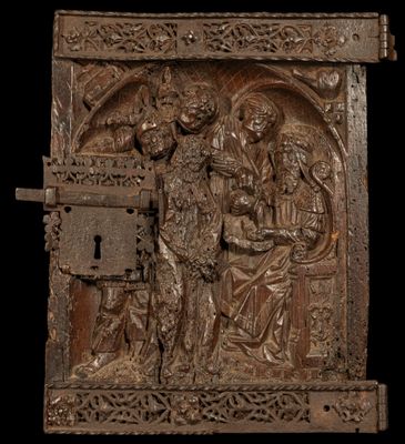 Exquise porte de tabernacle gothique hispano-flamande du XVe…