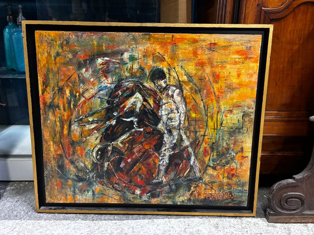 Paul LUNEAU (XXème) « le torero ». Huile sur toile. Signé en bas ...