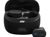 a pair of jbl air buds in a black case