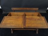 an image of a wooden table with four compartments on it