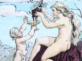 a picture of a painting of a woman and a child
