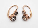 boucles d'oreilles plaquées or rose ornées de cristaux noirs et transparents