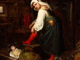 an image of a painting of a woman in a kitchen with a child