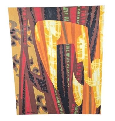 Claude BLEYNIE (1923-2016) Composition dans les tons orangés…