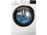 une machine à laver devant laquelle se trouve un chiffon bleu