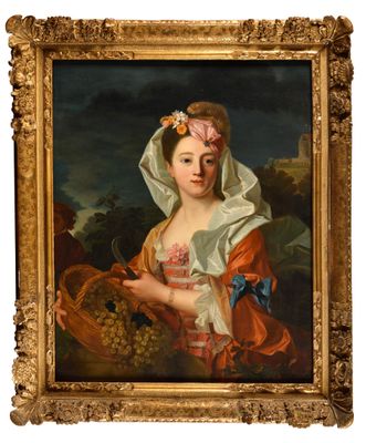Portrait d'une dame tenant un panier de raisins