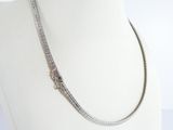 necklace made of silver chain with a clasp on a mannequin head