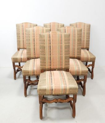lot de six chaises de salle à manger de style français avec coussins rembourrés