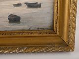 a picture of a painting of boats in the water
