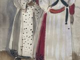 an image of a painting of two women dressed in traditional clothing