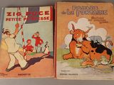 lot de deux livres pour enfants d'époque : « Fables de Fontainesse » et « Fables de Fontainesse »