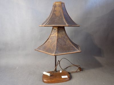 Lampe à 2 abats-jour de type pagode , H 50 cm - Photo 1