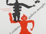 une affiche représentant un homme et un démon, dans des tons rouges et noirs