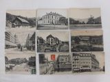 several old postcards of old buildings and buildings in black and white