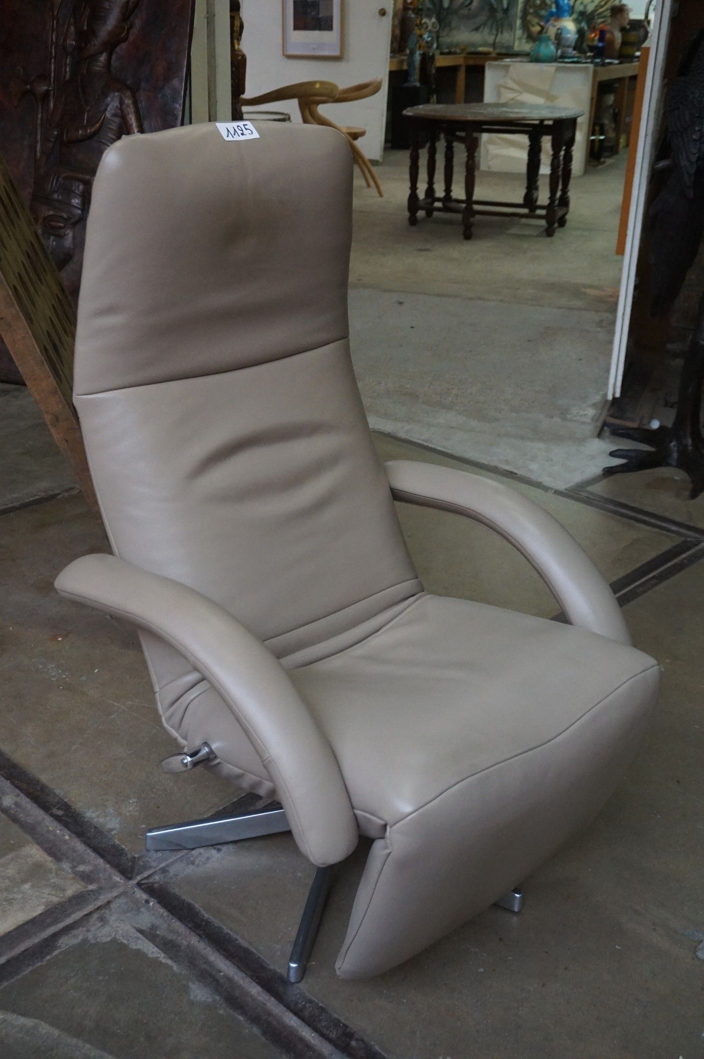 JORI - beau fauteuil relax en cuir beige - modèle YOGA JR-73…