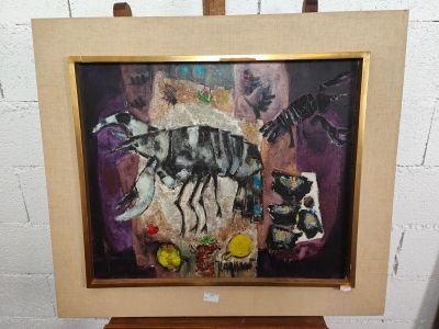 James COIGNARD (1925-2008) : "Nature morte aux homards".