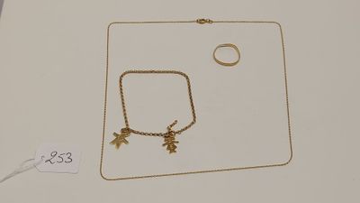 une photo d'un collier, d'un bracelet et d'une bague posés sur une table