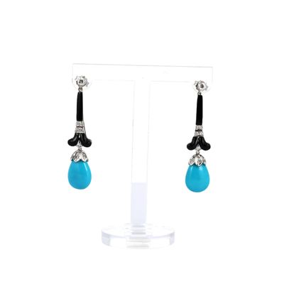 Travail italien contemporain Paire de pendants d'oreilles da…