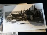several old black and white photos of people in a car