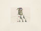 an image of a drawing of a clown sitting on top of a box