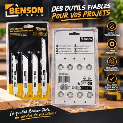 une boîte contenant 5 outils de menuiserie posée sur une table