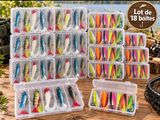 lot de 18 boîtes de leurres multicolores