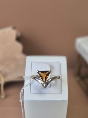sterling silver ring with citrine stone in a gift box
