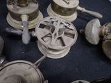 many different types of old metal items on the table