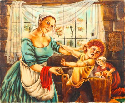 Marlène SADRAN-FRIGOLI (née en 1942) Le bain difficile Huile…