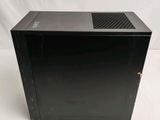 a close up of a black computer case on a white background