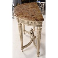 LARGE CONSOLE LOUIS XVI de forme demi-lune en bois rechampi … (photo 4)