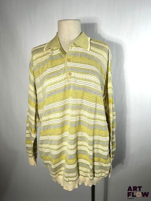 ERMENEGILDO ZEGNA - Polo tricoté en mailles pastel gris et j…