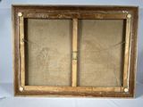 a close up of a wooden frame with a drawing on it