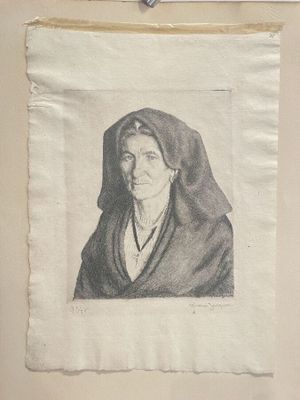 an old picture of a woman in a black and white picture