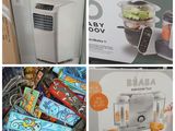plusieurs photos montrant divers produits alimentaires exposés dans un magasin