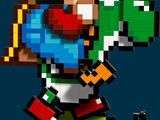 a lego figure of a mario bros character holding a nintendo wii controller