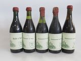 six bouteilles de vin sont alignées sur une surface blanche