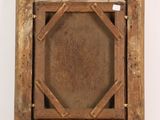 an old wooden picture frame on a white surface with a white background